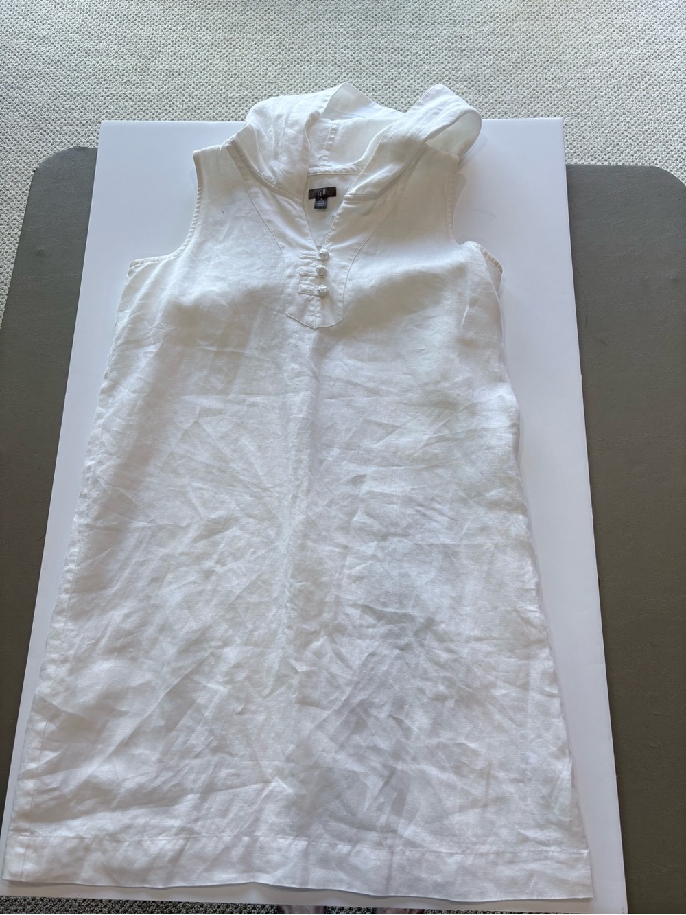 J. Jill White Linen Sleeveless Tunic with Hood